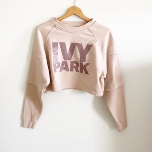 Ivy Park light pink cropped slouchy sweatshirt